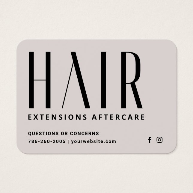 Modern Hair Extensions Aftercare Business Card (Front)
