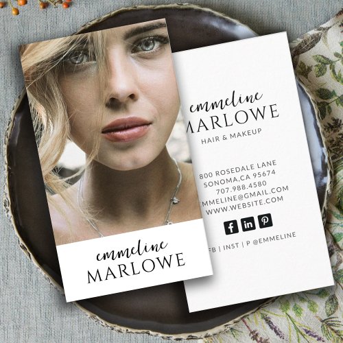 Modern Hair Makeup Artist Professional Photo Business Card
