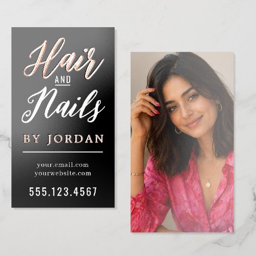 Modern Hair & Nail Beauty Foil Business Cards