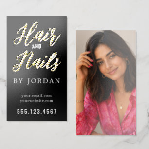 Modern Hair & Nail Beauty Foil Spot Gloss Business Cards