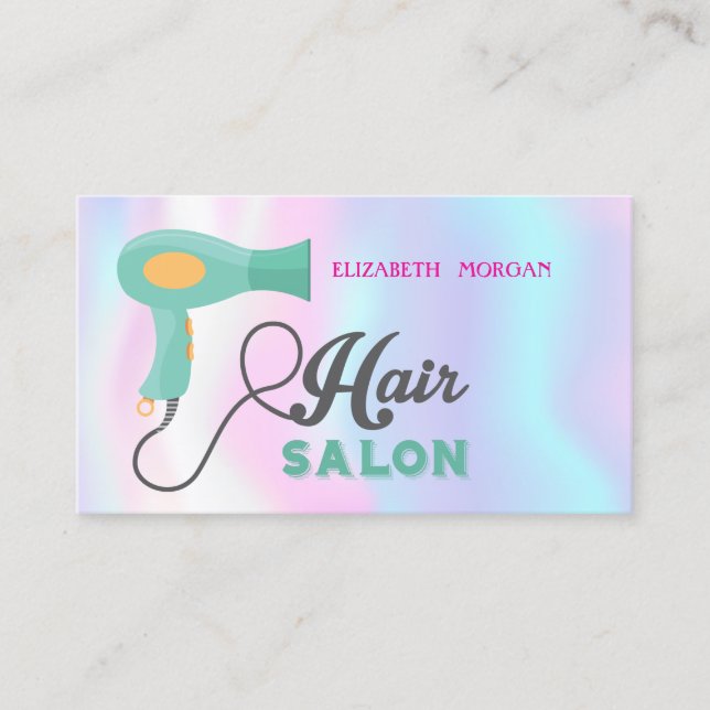 Modern Hair Salon,Holographic Business Card (Front)
