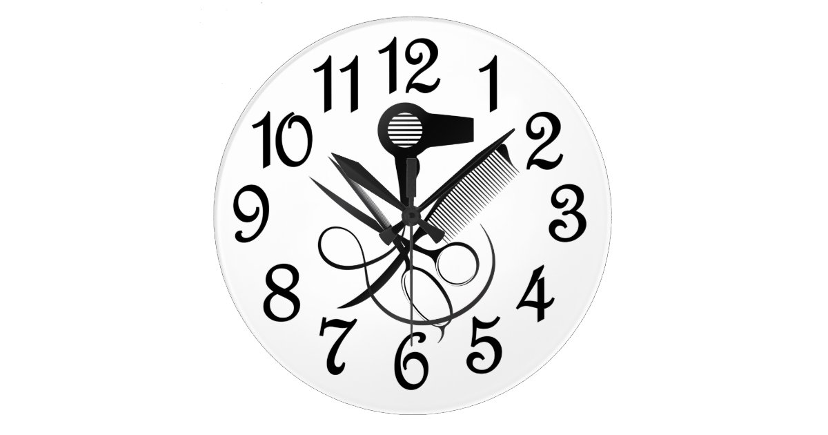 Modern Hair Salon Large Clock Zazzle