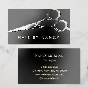 modern hair salon scissors foil spot gloss business cards