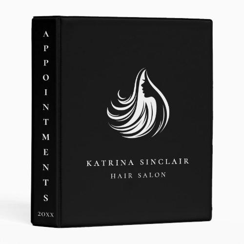 Modern Hair Salon White Logo Black Mini Binder