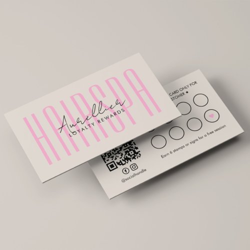 Modern Hair Spa Therapist Pink Sand Script Rewards Loyalty Card