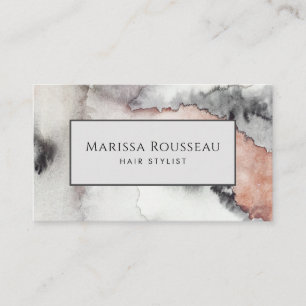 Modern Hair Stylist Abstract Watercolor Terracotta Business Card