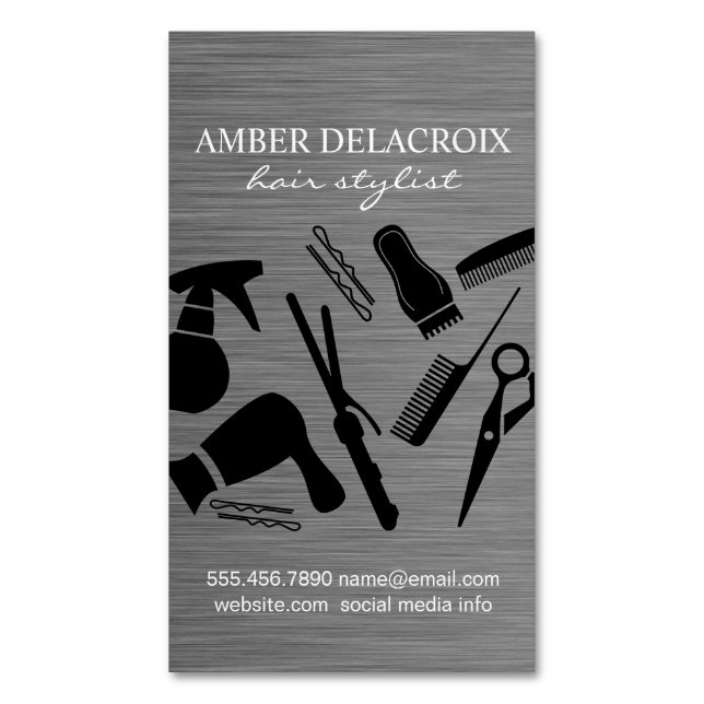 Modern Hair Stylist | Barber Business Card Magnet (Front Vertical)