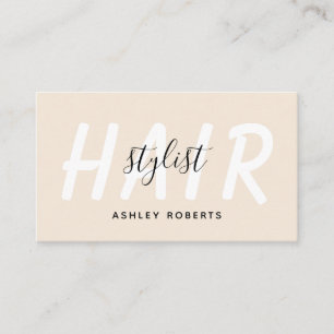 Modern hair stylist beige business card