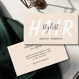 Modern hair stylist beige  business card
