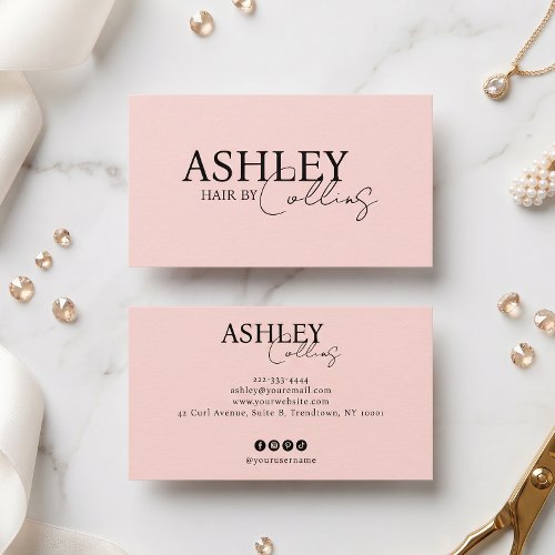 Modern Hair Stylist Blush Pink Business Card