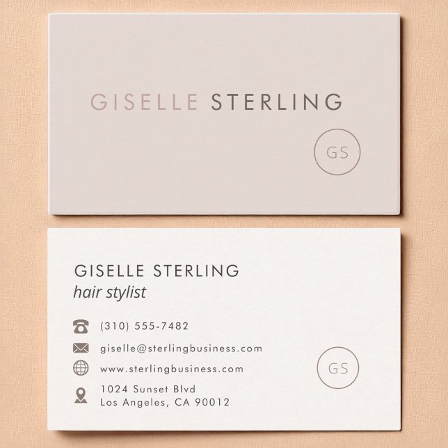 Modern Hair Stylist Blush Pink Minimalist Luxury  Business Card (Creator Uploaded)