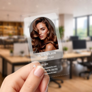 Modern Hair Stylist Clear Business Cards