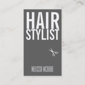 modern hair stylist grey dark simple professional business card