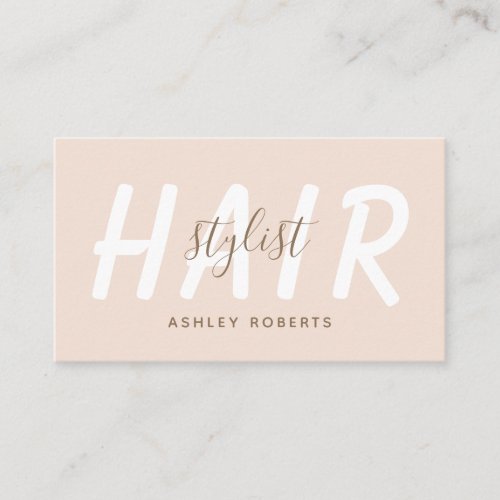 Modern hair stylist light blush  business card