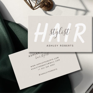 Modern hair stylist light tan business card
