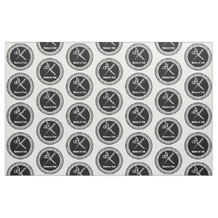 Modern Hair Stylist Logo Pattern Fabric
