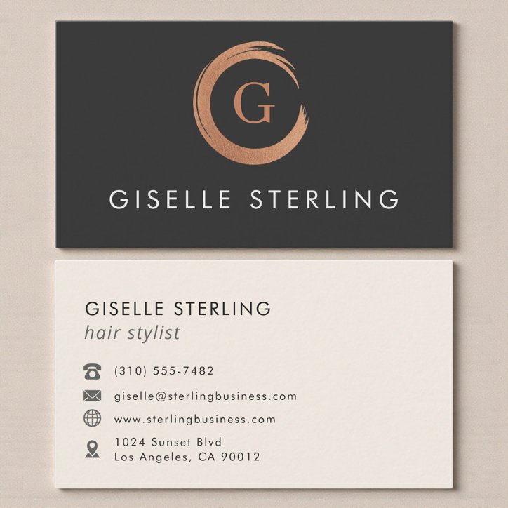 Modern Hair Stylist Minimalist Rose Gold Business Card