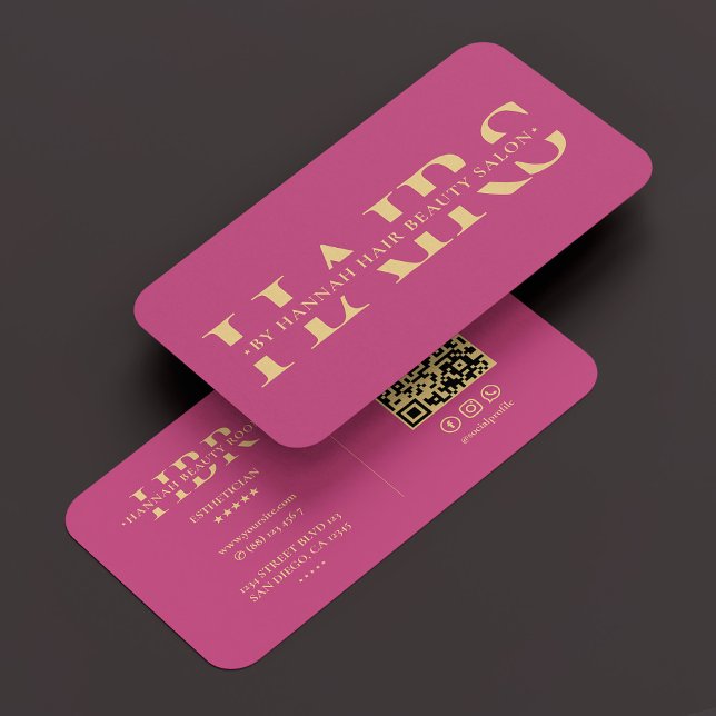 Modern Hair Stylist Monogram Hairs Aesthetic Pink Business Card (Modern Hair Stylist Monogram Hairs Aesthetic Pink Business Card
)