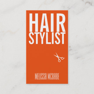 modern hair stylist orang dark simple professional business card