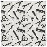 Modern Hair Stylist Pattern Black White Fabric