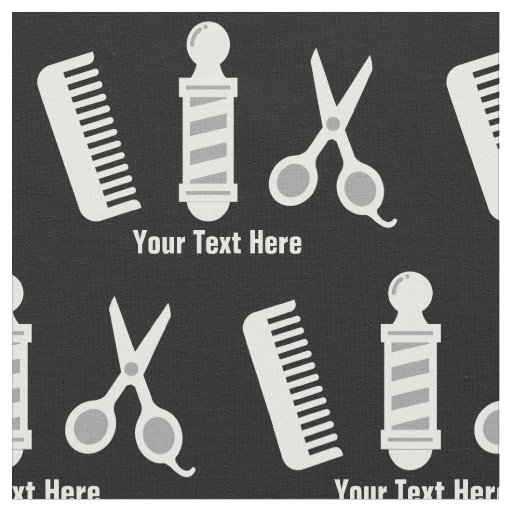 Modern Hair Stylist Pattern Black White Template Fabric