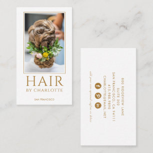 Modern Hair Stylist Photo Business Card