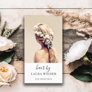 Modern Hair Stylist Photo Business Card