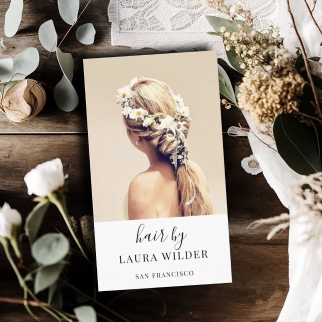 Modern Hair Stylist Photo Business Card (Creator Uploaded)