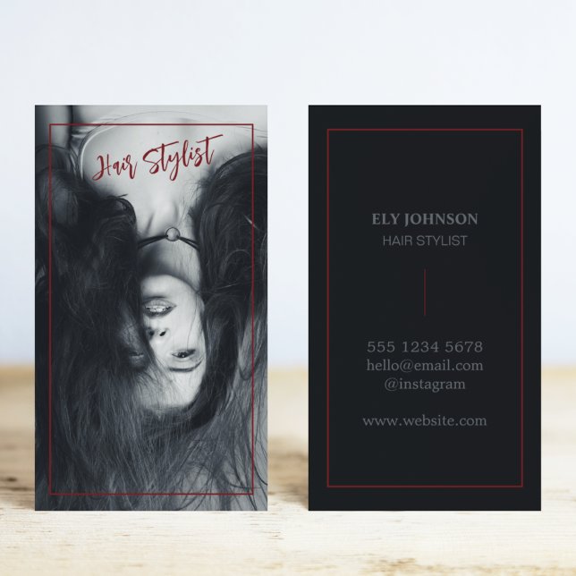 Modern Hair Stylist Photo Model Typography Business Card (Creator Uploaded)