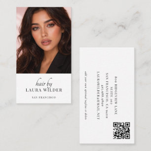 Modern Hair Stylist Photo QR Code Business Card