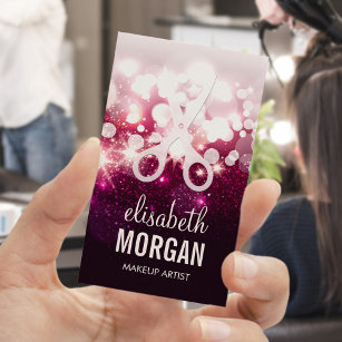 Modern Hair Stylist - Pink Glitter Sparkle Business Card