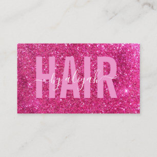 Modern Hair Stylist Pink Glitter Typography Business Card