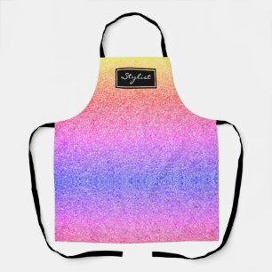 Modern Hair Stylist Rainbow Glitter Womens Apron