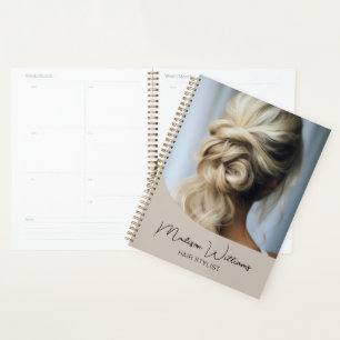 Modern Hair Stylist Salon Custom Photo Beige Planner