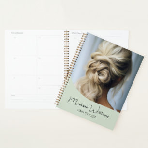 Modern Hair Stylist Salon Custom Photo Sage Green Planner