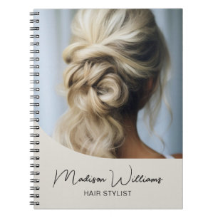Modern Hair Stylist Salon Custom Photo Script Notebook