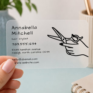 Modern Hair Stylist Scissors Minimal Black Clear Business Cards