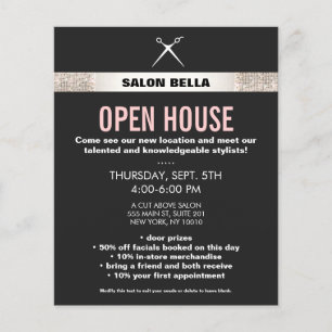 Modern Hair Stylist Scissors Silver Sequins Salon Flyer