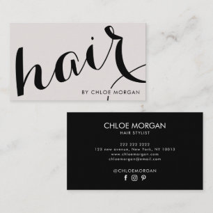 Modern hair stylist script pearl pink business card