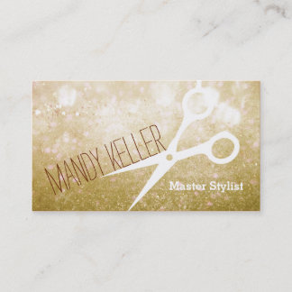 modern hair stylist sparkly glam gold bokeh business card