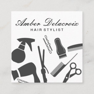 Modern Hair Stylist Square Business Card