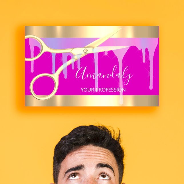 Modern Hairdresser Coiffeur Scissors Pink Gold Business Card (Modern Hairdresser Coiffeur Scissors Pink Gold Business Card)