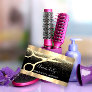 Modern Hairdresser Scissors Coiffeur Confetti Gold Business Card