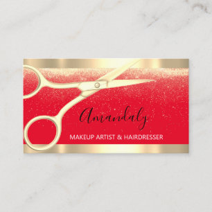 Modern Hairdresser Scissors Coiffeur Gold Confetti Business Card