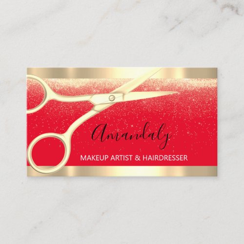 Modern Hairdresser Scissors Coiffeur Gold Confetti Business Card