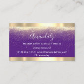 Modern Hairdresser Scissors Coiffeur Gold Purple Business Card (Back)
