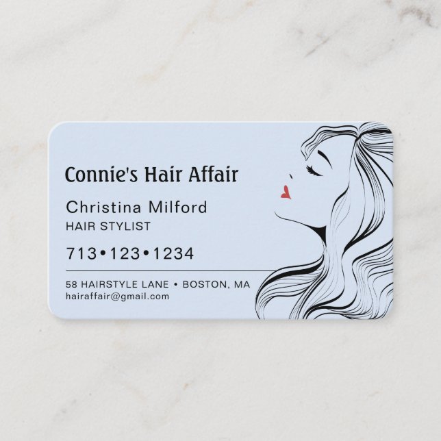 Modern Hairstylist Appointment Blue Business Card (Front)