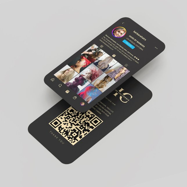 Modern Hairstylist Black Monogram Instagram Business Card (Modern Hairstylist Black Gold Monogram Instagram Business Card
)