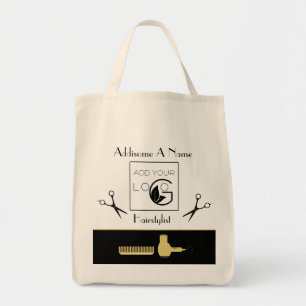Modern hairstylist company marketing business tote bag