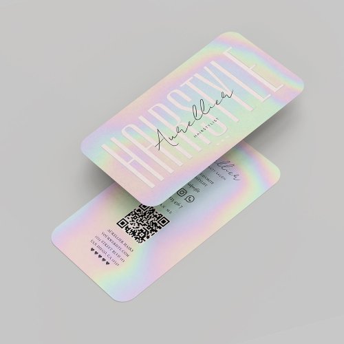 Modern Hairstylist Hair Stylist Holographic  Business Card